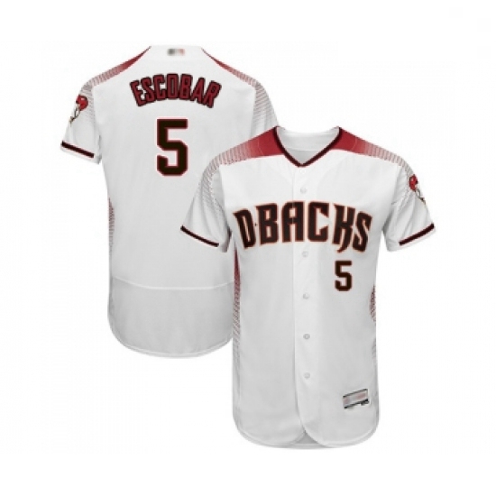 Mens Arizona Diamondbacks 5 Eduardo Escobar White Home Authentic Collection Flex Base Baseball Jerse