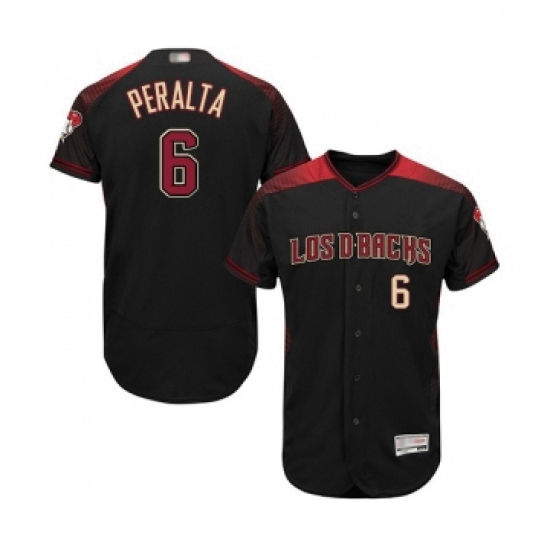 Mens Arizona Diamondbacks 6 David Peralta Black Alternate Authentic Collection Flex Base Baseball Je