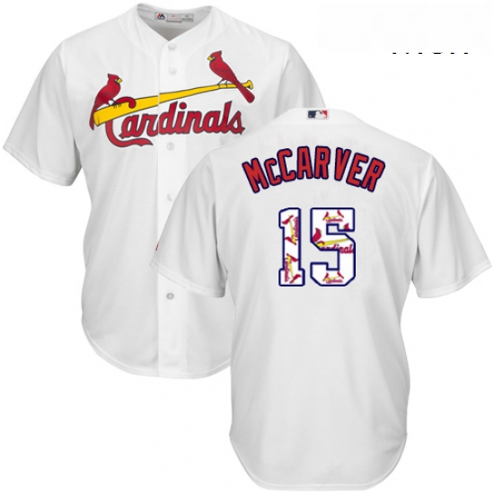 Mens Majestic St Louis Cardinals 15 Tim McCarver Authentic White Team Logo Fashion Cool Base MLB Jer