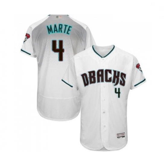 Mens Arizona Diamondbacks 4 Ketel Marte White Teal Alternate Authentic Collection Flex Base Baseball