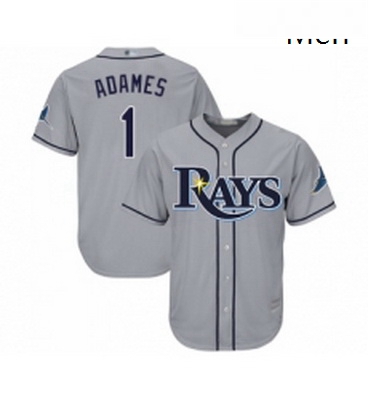 Mens Tampa Bay Rays 1 Willy Adames Replica Grey Road Cool Base Baseball Jersey