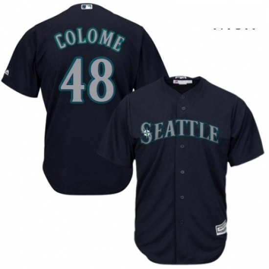 Mens Majestic Seattle Mariners 48 Alex Colome Replica Navy Blue Alternate 2 Cool Base MLB Jersey