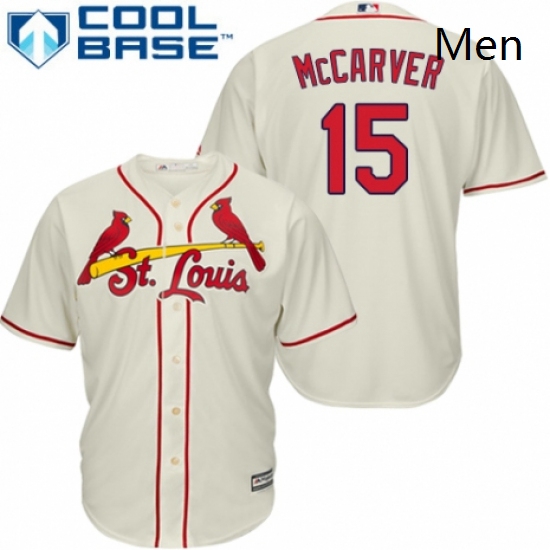 Mens Majestic St Louis Cardinals 15 Tim McCarver Replica Cream Alternate Cool Base MLB Jersey