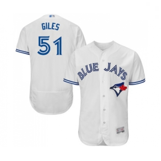 Mens Toronto Blue Jays 51 Ken Giles White Home Flex Base Authentic Collection Baseball Jersey