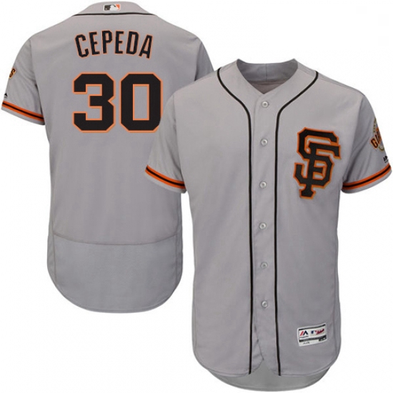 Mens Majestic San Francisco Giants 30 Orlando Cepeda Grey Alternate Flex Base Authentic Collection M