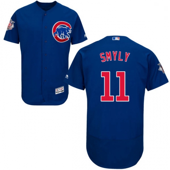 Mens Majestic Chicago Cubs 11 Drew Smyly Royal Blue Alternate Flex Base Authentic Collection MLB Jer