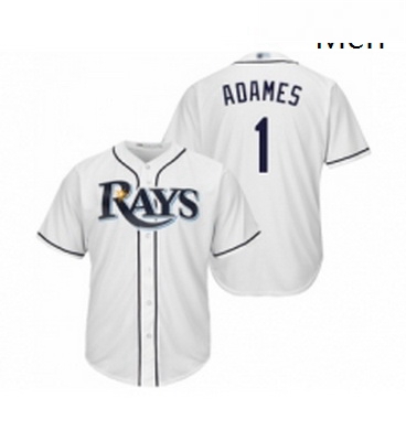 Mens Tampa Bay Rays 1 Willy Adames Replica White Home Cool Base Baseball Jersey