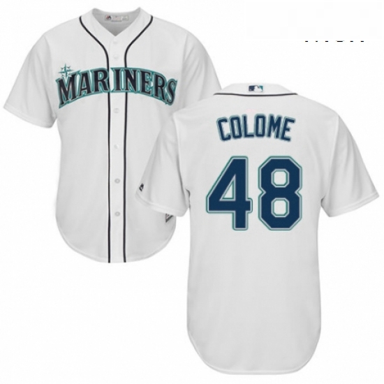 Mens Majestic Seattle Mariners 48 Alex Colome Replica White Home Cool Base MLB Jersey