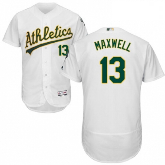 Mens Majestic Oakland Athletics 13 Bruce Maxwell White Home Flex Base Authentic Collection MLB Jerse