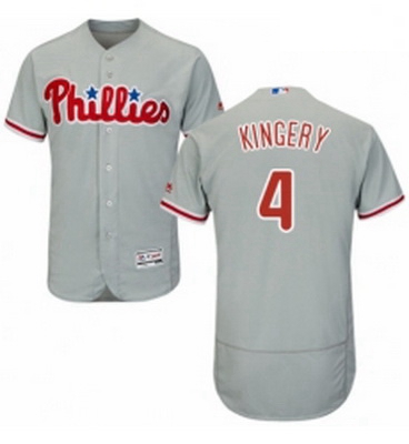 Mens Majestic Philadelphia Phillies 4 Scott Kingery Grey Road Flex Base Authentic Collection MLB Jer