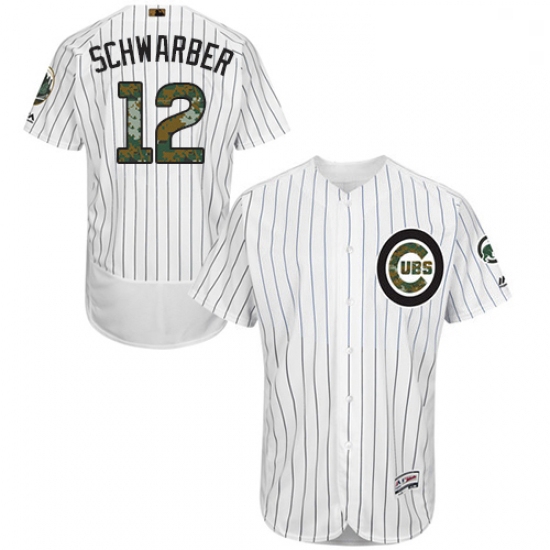 Mens Majestic Chicago Cubs 12 Kyle Schwarber Authentic White 2016 Memorial Day Fashion Flex Base MLB