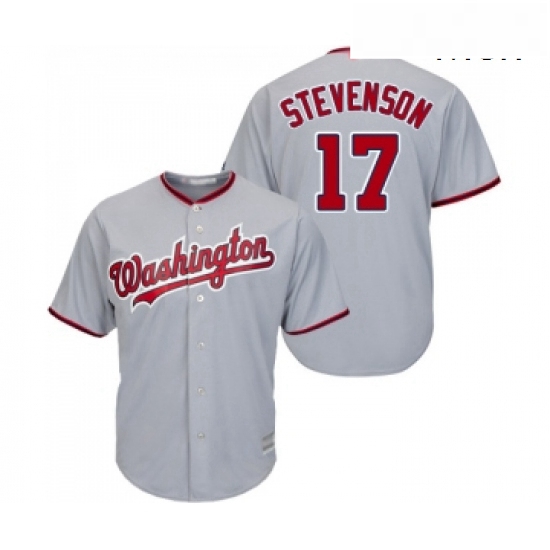 Mens Washington Nationals 17 Andrew Stevenson Replica Grey Road Cool Base Baseball Jersey