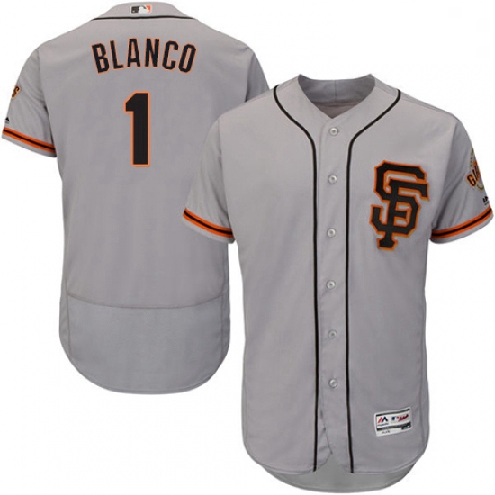 Mens Majestic San Francisco Giants 1 Gregor Blanco Grey Alternate Flex Base Authentic Collection MLB