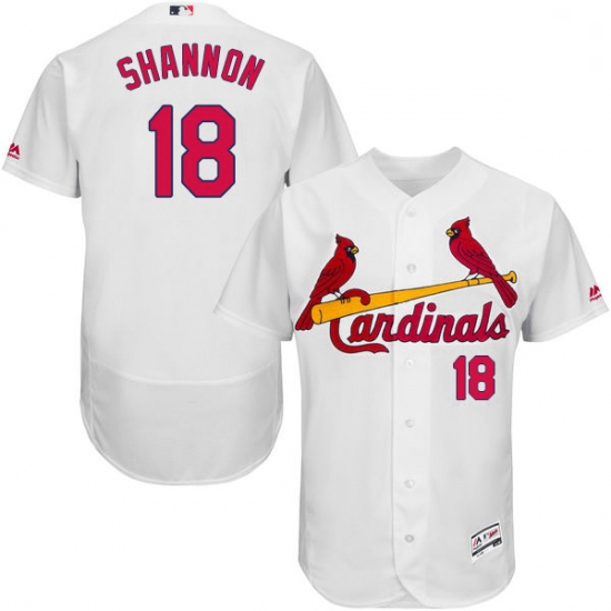 Mens Majestic St Louis Cardinals 18 Mike Shannon White Home Flex Base Authentic Collection MLB Jerse