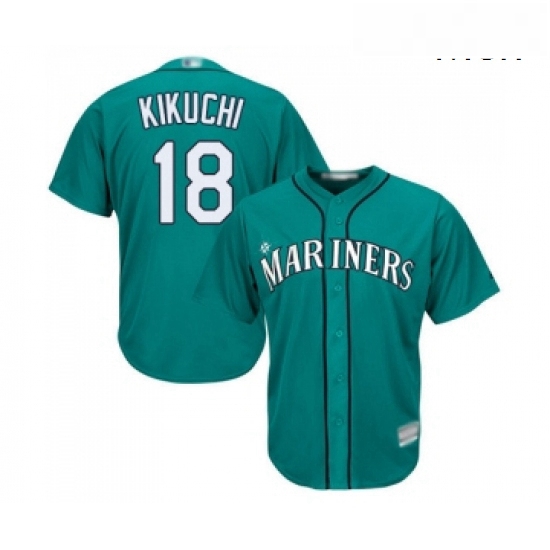 Mens Seattle Mariners 18 Yusei Kikuchi Replica Teal Green Alternate Cool Base Baseball Jersey