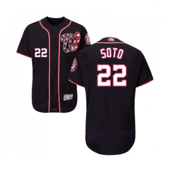 Mens Washington Nationals 22 Juan Soto Navy Blue Alternate Flex Base Authentic Collection Baseball J