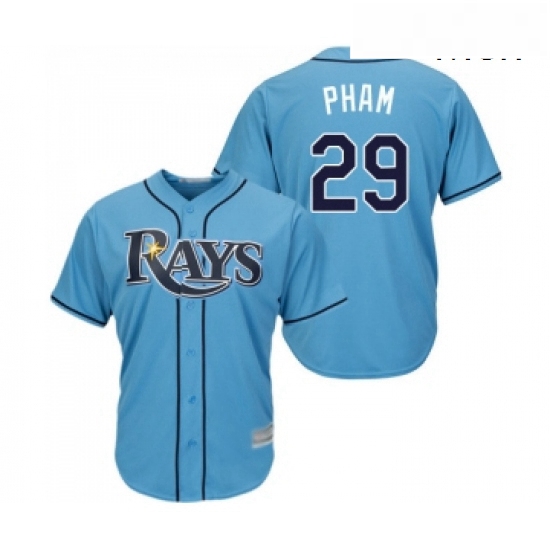 Mens Tampa Bay Rays 29 Tommy Pham Replica Light Blue Alternate 2 Cool Base Baseball Jersey