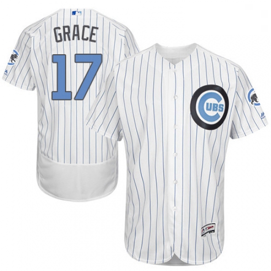 Mens Majestic Chicago Cubs 17 Mark Grace Authentic White 2016 Fathers Day Fashion Flex Base MLB Jers