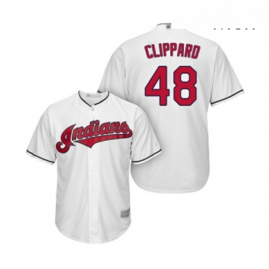 Mens Cleveland Indians 48 Tyler Clippard Replica White Home Cool Base Baseball Jersey