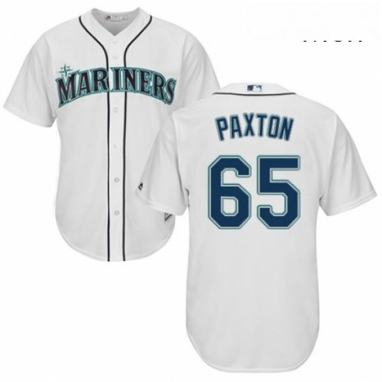 Mens Majestic Seattle Mariners 65 James Paxton Replica White Home Cool Base MLB Jersey