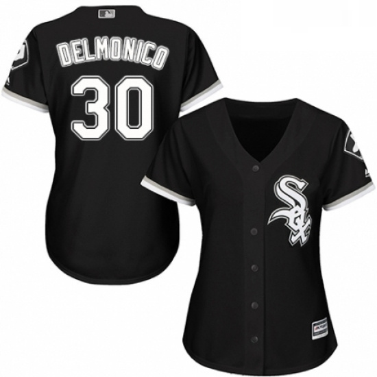 Womens Majestic Chicago White Sox 30 Nicky Delmonico Authentic Black Alternate Home Cool Base MLB Je