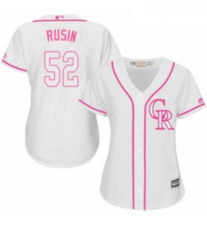 Womens Majestic Colorado Rockies 52 Chris Rusin Authentic White Fashion Cool Base MLB Jersey