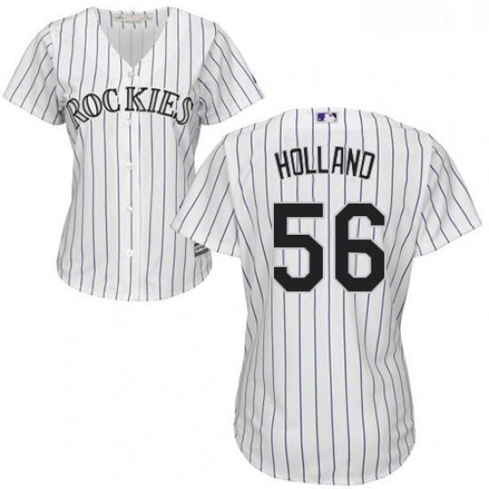 Womens Majestic Colorado Rockies 56 Greg Holland Replica White Home Cool Base MLB Jersey