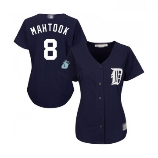 Womens Detroit Tigers 8 Mikie Mahtook Replica Navy Blue Alternate Cool Base Baseball Jersey