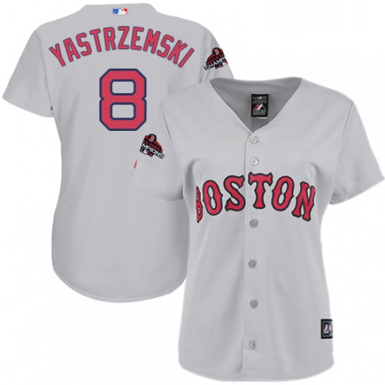 Womens Majestic Boston Red Sox 8 Carl Yastrzemski Authentic Grey Road 2018 World Series Champions ML