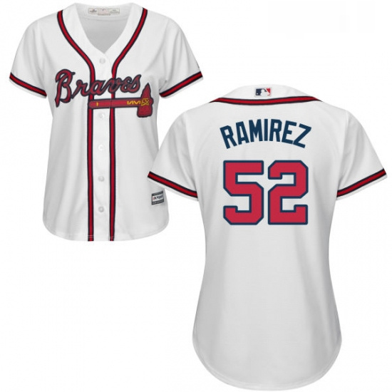 Womens Majestic Atlanta Braves 52 Jose Ramirez Replica White Home Cool Base MLB Jersey