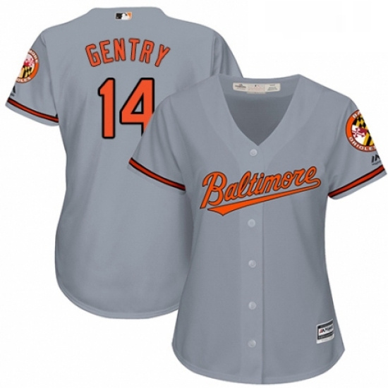 Womens Majestic Baltimore Orioles 14 Craig Gentry Replica Grey Road Cool Base MLB Jersey