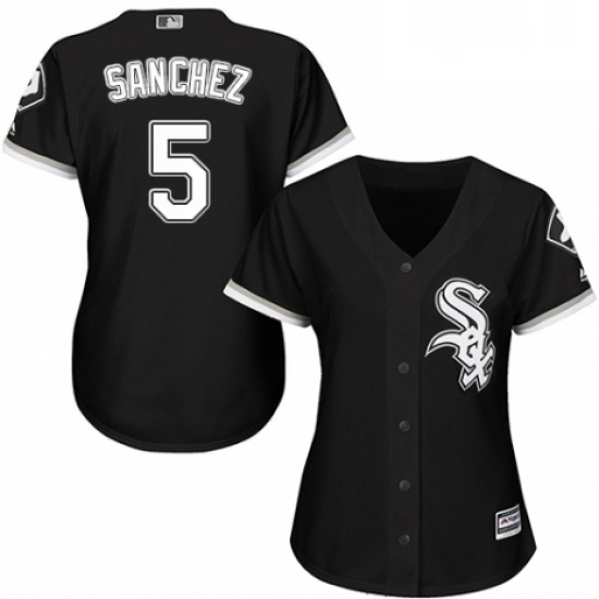 Womens Majestic Chicago White Sox 5 Yolmer Sanchez Authentic Black Alternate Home Cool Base MLB Jers