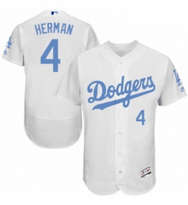 Mens Majestic Los Angeles Dodgers 4 Babe Herman Authentic White 2016 Fathers Day Fashion Flex Base M