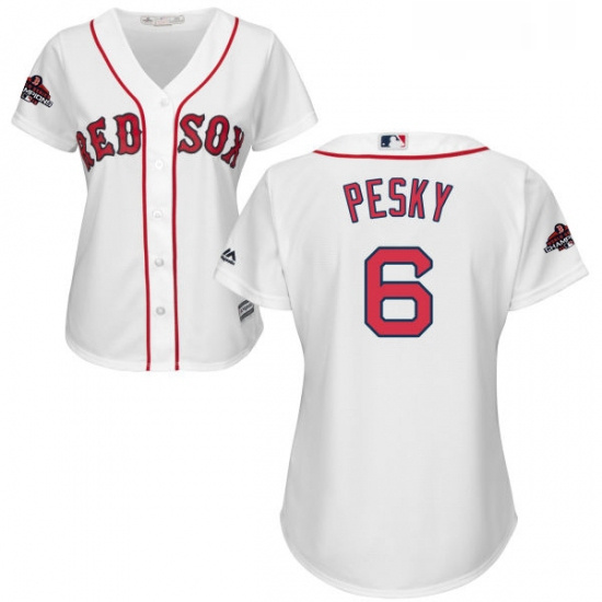 Womens Majestic Boston Red Sox 6 Johnny Pesky Authentic White Home 2018 World Series Champions MLB J