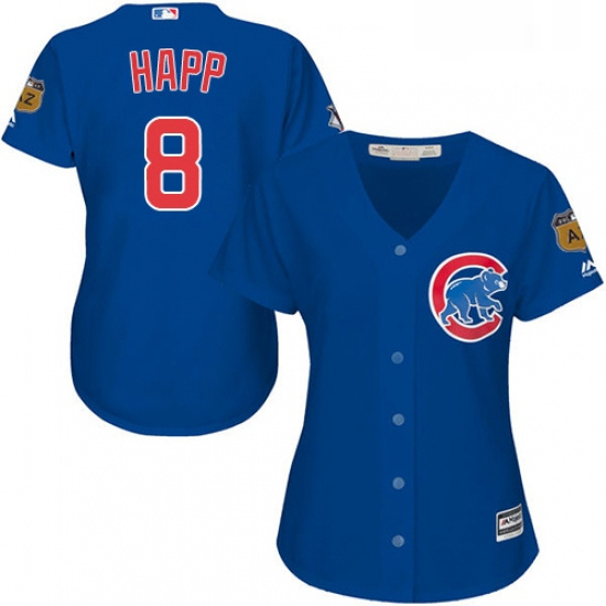 Womens Majestic Chicago Cubs 8 Ian Happ Authentic Royal Blue Alternate MLB Jersey