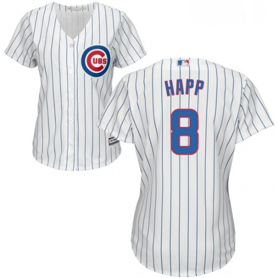 Womens Majestic Chicago Cubs 8 Ian Happ Authentic White Home Cool Base MLB Jersey