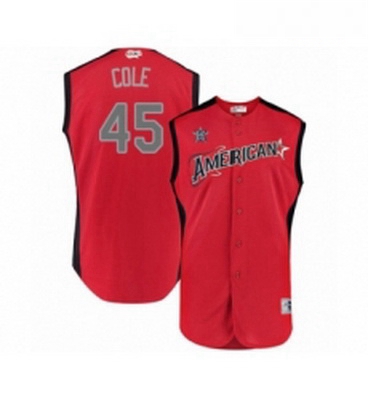 Youth Houston Astros 45 Gerrit Cole Authentic Red American League 2019 Baseball All Star Jersey