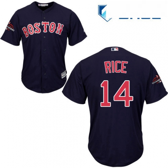 Youth Majestic Boston Red Sox 14 Jim Rice Authentic Navy Blue Alternate Road Cool Base 2018 World Se