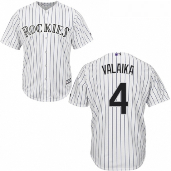 Youth Majestic Colorado Rockies 4 Pat Valaika Authentic White Home Cool Base MLB Jersey