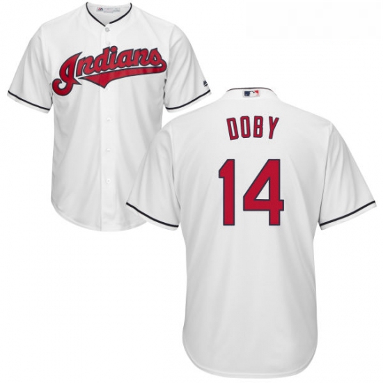 Youth Majestic Cleveland Indians 14 Larry Doby Replica White Home Cool Base MLB Jersey