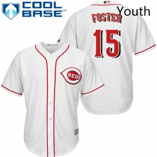 Youth Majestic Cincinnati Reds 15 George Foster Authentic White Home Cool Base MLB Jersey