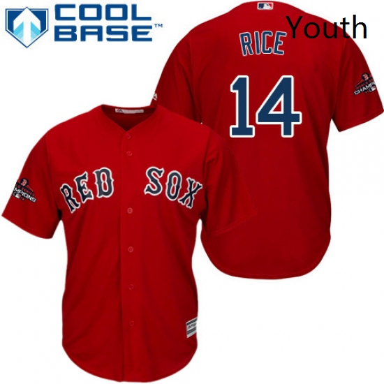 Youth Majestic Boston Red Sox 14 Jim Rice Authentic Red Alternate Home Cool Base 2018 World Series C