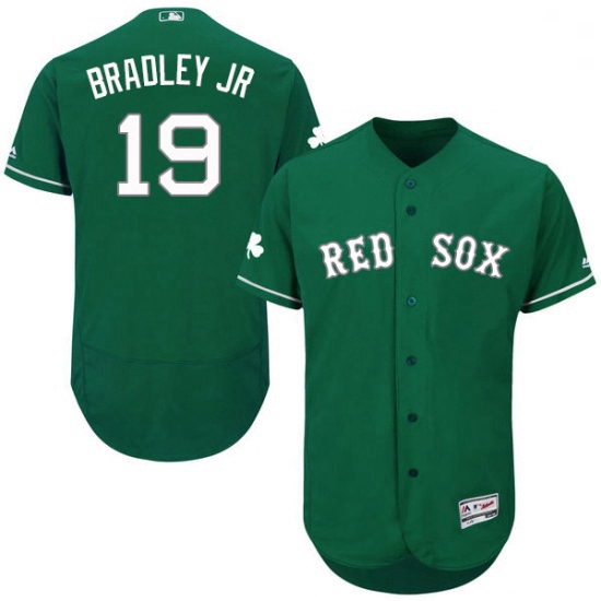 Mens Majestic Boston Red Sox 19 Jackie Bradley Jr Green Celtic Flexbase Authentic Collection MLB Jer