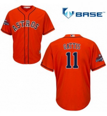 Youth Majestic Houston Astros 11 Evan Gattis Authentic Orange Alternate 2017 World Series Champions 