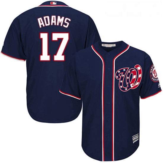 Youth Majestic Washington Nationals 17 Matt Adams Replica Navy Blue Alternate 2 Cool Base MLB Jersey