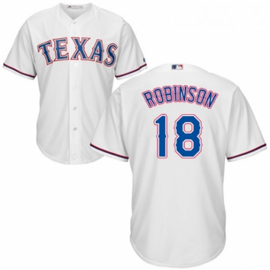 Youth Majestic Texas Rangers 18 Drew Robinson Replica White Home Cool Base MLB Jersey