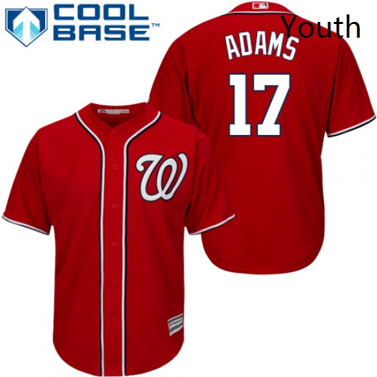 Youth Majestic Washington Nationals 17 Matt Adams Replica Red Alternate 1 Cool Base MLB Jersey