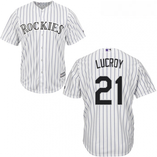 Youth Majestic Colorado Rockies 21 Jonathan Lucroy Replica White Home Cool Base MLB Jersey