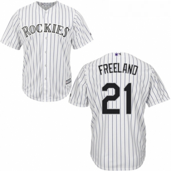 Youth Majestic Colorado Rockies 21 Kyle Freeland Authentic White Home Cool Base MLB Jersey