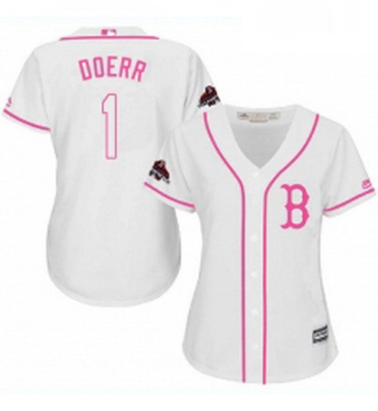 Womens Majestic Boston Red Sox 1 Bobby Doerr Authentic White Fashion 2018 World Series Champions MLB